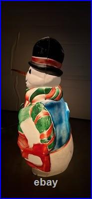 Vintage Blow Mold 43 Santa's Best Frosty the Snowman withCane Lighted Blow Mold