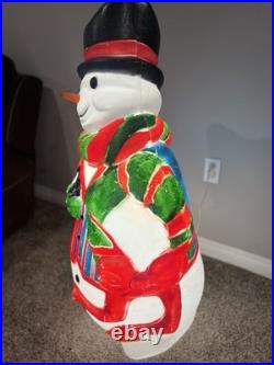 Vintage Blow Mold 43 Santa's Best Frosty the Snowman withCane Lighted Blow Mold