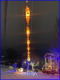 Vintage Blow Mold 9 Reindeer And Sleigh. Comes With All Rigging To Hang Outside