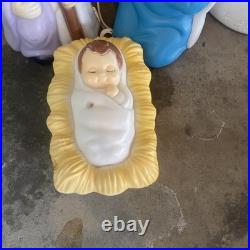 Vintage Blow Mold Child's Nativity Set, 5 Piece Set, Tested And Works, by Empire