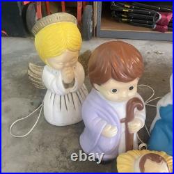 Vintage Blow Mold Child's Nativity Set, 5 Piece Set, Tested And Works, by Empire