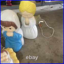 Vintage Blow Mold Child's Nativity Set, 5 Piece Set, Tested And Works, by Empire
