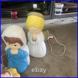Vintage Blow Mold Child's Nativity Set, 5 Piece Set, Tested And Works, by Empire