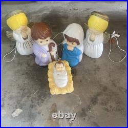 Vintage Blow Mold Child's Nativity Set, 5 Piece Set, Tested And Works, by Empire