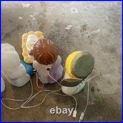 Vintage Blow Mold Child's Nativity Set, 5 Piece Set, Tested And Works, by Empire