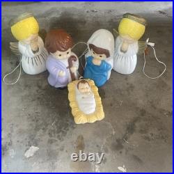Vintage Blow Mold Child's Nativity Set, 5 Piece Set, Tested And Works, by Empire
