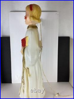 Vintage Blow Mold Choir Girl Angel Wings Christmas Caroler 30 Lighted Red Hymn