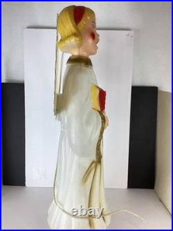 Vintage Blow Mold Choir Girl Angel Wings Christmas Caroler 30 Lighted Red Hymn
