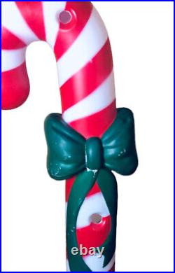 Vintage Blow Mold Christmas HTF Bow Candy Cane Flocked at bottom 42 READ