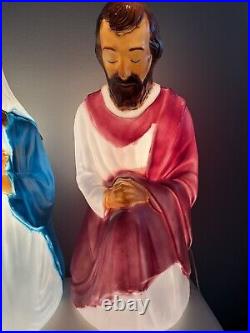 Vintage Blow Mold Christmas Lighted Nativity Set 27 Joseph Mary Jesus