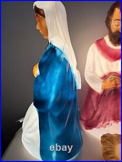 Vintage Blow Mold Christmas Lighted Nativity Set 27 Joseph Mary Jesus