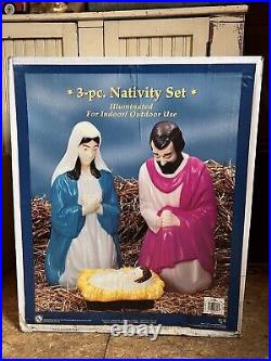 Vintage Blow Mold Christmas Nativity Set of 3 General Foam NOS Large 28