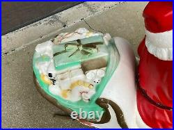 Vintage Blow Mold Empire Santa Claus Sleigh Toys Christmas Yard Decor