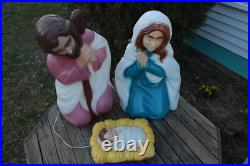 Vintage Blow Mold General Foam Plastics Nativity 3 Piece Set Jesus Mary Joseph