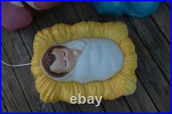 Vintage Blow Mold General Foam Plastics Nativity 3 Piece Set Jesus Mary Joseph