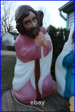 Vintage Blow Mold General Foam Plastics Nativity 3 Piece Set Jesus Mary Joseph Vintage Blow Mold General Foam Plastics Nativity 3 Piece Set Jesus Mary Joseph