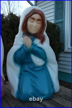 Vintage Blow Mold General Foam Plastics Nativity 3 Piece Set Jesus Mary Joseph