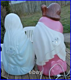 Vintage Blow Mold General Foam Plastics Nativity 3 Piece Set Jesus Mary Joseph
