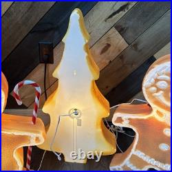 Vintage Blow Mold Gingerbread Figures And Tree Collection Lighted Union Products