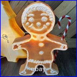 Vintage Blow Mold Gingerbread Figures And Tree Collection Lighted Union Products