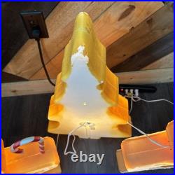 Vintage Blow Mold Gingerbread Figures And Tree Collection Lighted Union Products