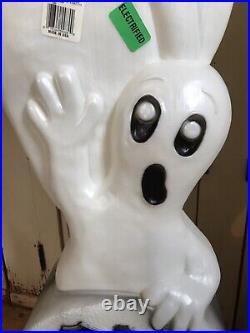 Vintage Blow Mold Halloween Ghost on Tombstone New Old Stock Featherstone PAIR