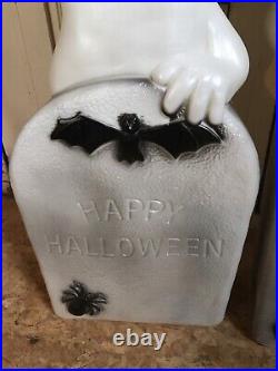 Vintage Blow Mold Halloween Ghost on Tombstone New Old Stock Featherstone PAIR