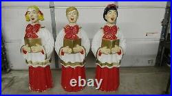Vintage Blow Mold Poloron Carolers Set of 3 Mid Century 50 Ready to Restore
