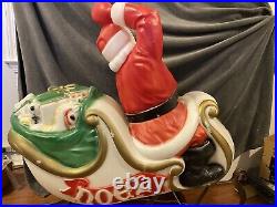Vintage Blow Mold Santa & Sleigh 3' Please See Description