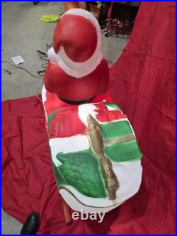 Vintage Blow Mold Santa Sleigh with 3 Reindeer Working Complete Set SHIPS FREE