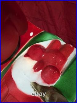 Vintage Blow Mold Santa Sleigh with 3 Reindeer Working Complete Set SHIPS FREE