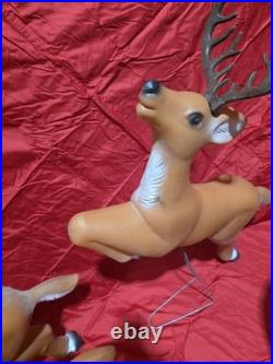 Vintage Blow Mold Santa Sleigh with 3 Reindeer Working Complete Set SHIPS FREE Vintage Blow Mold Santa Sleigh with 3 Reindeer Working Complete Set SHIPS FREE