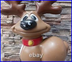 Vintage Blow Mold Smiling Christmas Reindeer 27 General Foam Plastics NO LIGHT