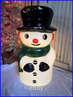 Vintage Blow Mold Snowman Lighted by Drainage New Old Stock 28 Tall 14 Wide