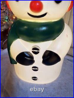 Vintage Blow Mold Snowman Lighted by Drainage New Old Stock 28 Tall 14 Wide