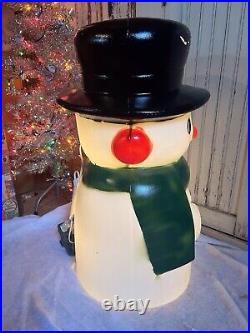 Vintage Blow Mold Snowman Lighted by Drainage New Old Stock 28 Tall 14 Wide