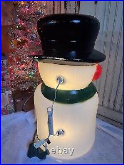 Vintage Blow Mold Snowman Lighted by Drainage New Old Stock 28 Tall 14 Wide