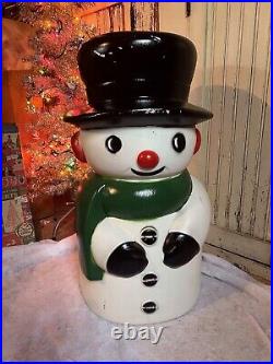 Vintage Blow Mold Snowman Lighted by Drainage New Old Stock 28 Tall 14 Wide