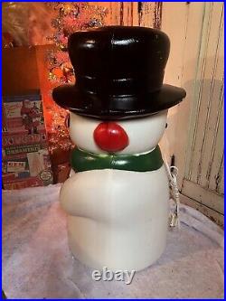 Vintage Blow Mold Snowman Lighted by Drainage New Old Stock 28 Tall 14 Wide