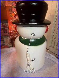 Vintage Blow Mold Snowman Lighted by Drainage New Old Stock 28 Tall 14 Wide