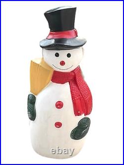 Vintage Blow Mold Snowman With Broom Lighted 4ft tall made in Canada