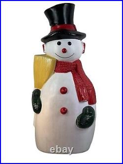 Vintage Blow Mold Snowman With Broom Lighted 4ft tall made in Canada