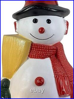 Vintage Blow Mold Snowman With Broom Lighted 4ft tall made in Canada