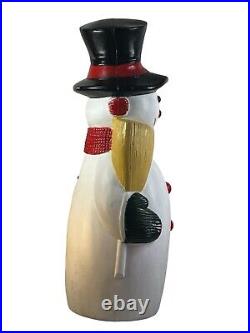 Vintage Blow Mold Snowman With Broom Lighted 4ft tall made in Canada