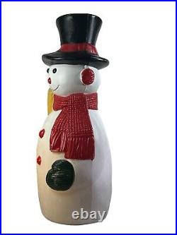 Vintage Blow Mold Snowman With Broom Lighted 4ft tall made in Canada