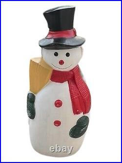 Vintage Blow Mold Snowman With Broom Lighted 4ft tall made in Canada