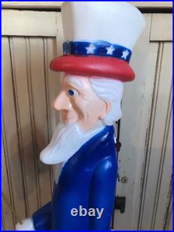 Vintage Blow Mold Uncle Sam Patriotic America Flag Lighted Union New Old Stock