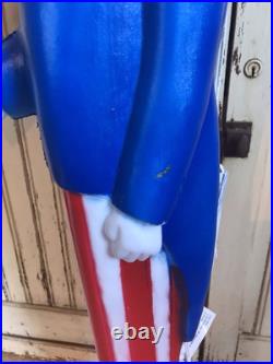 Vintage Blow Mold Uncle Sam Patriotic America Flag Lighted Union New Old Stock