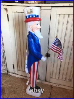 Vintage Blow Mold Uncle Sam Patriotic America Flag Lighted Union New Old Stock