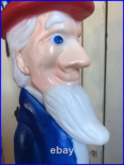 Vintage Blow Mold Uncle Sam Patriotic America Flag Lighted Union New Old Stock
